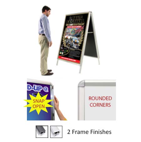 A-Frame 30x36 Sign Holder | Snap Frame 1 1/4" Wide (with Radius Corners)