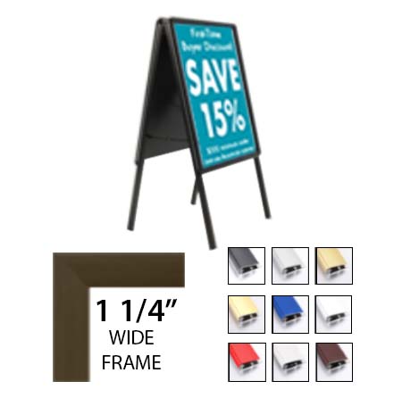 A-Frame 22x28 Sign Holder | Indoor and Outdoor Sidewalk Sign with Fast Change Snap Frame 1 1/4" Wide