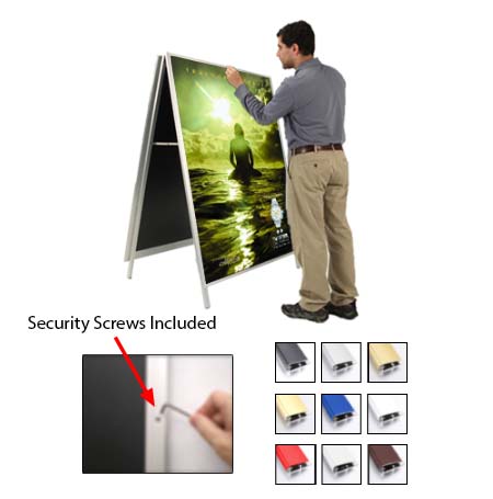 A-Frame 48x72 Sign Holder | with SECURITY SCREWS on Snap Frame 1 1/4" Wide