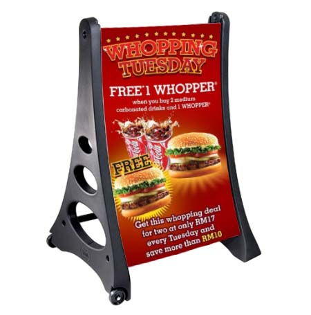Fast Load Rolling A-Board Sidewalk Sign for 24x36 Posters – FloorStands