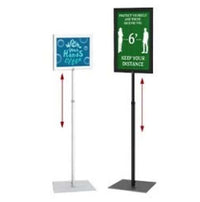 Adjustable 8.5x11 Pedestal Sign Holder with Square Steel Base and Slide-In Frame Design