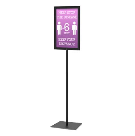 14x22 Pedestal Sign Holder with Square Base (Slide-In Design) in Black ...