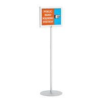 8.5x11 Pedestal Sign Holder with Round Steel Base | Quick Change Slide-In Frame Design