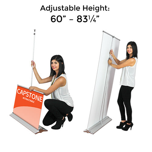 Retractable Capstone Bannerstand Adjusts in Height 60" to 83.25" with Bungee Telescopic Pole