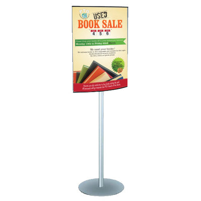 Double-Sided Poster Stand for 24x36 Graphics, Floor-Standing Sign Holder  with Height-Adjustable Front-Loading Frames - Silver Aluminum (BP8D2436) 