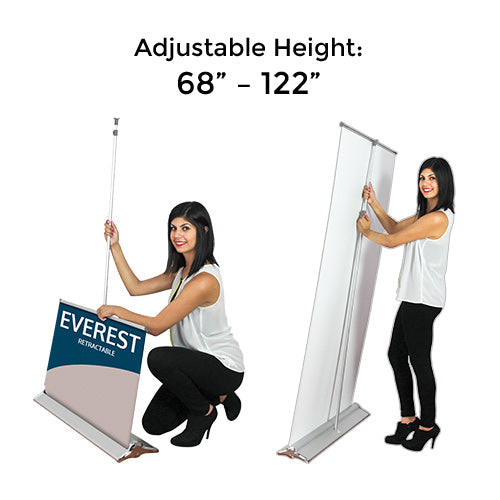Retractable Everest Bannerstand Adjusts in Height 68" to 122" with Bungee Telescopic Pole