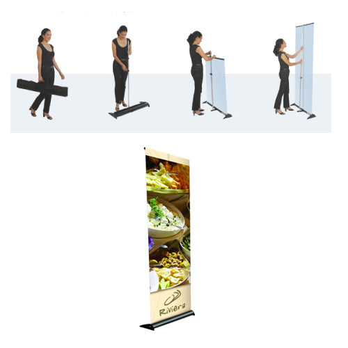 RETRACTABLE BASE ACCEPTS (1) BANNER 36" WIDE